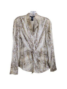 Doncaster Collection Womens Blouse 6 Silk Snake Print Twist Front Animal Print